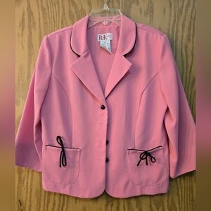 Beautiful pink and black jacket with black and pink skirt. Size 10 petite.